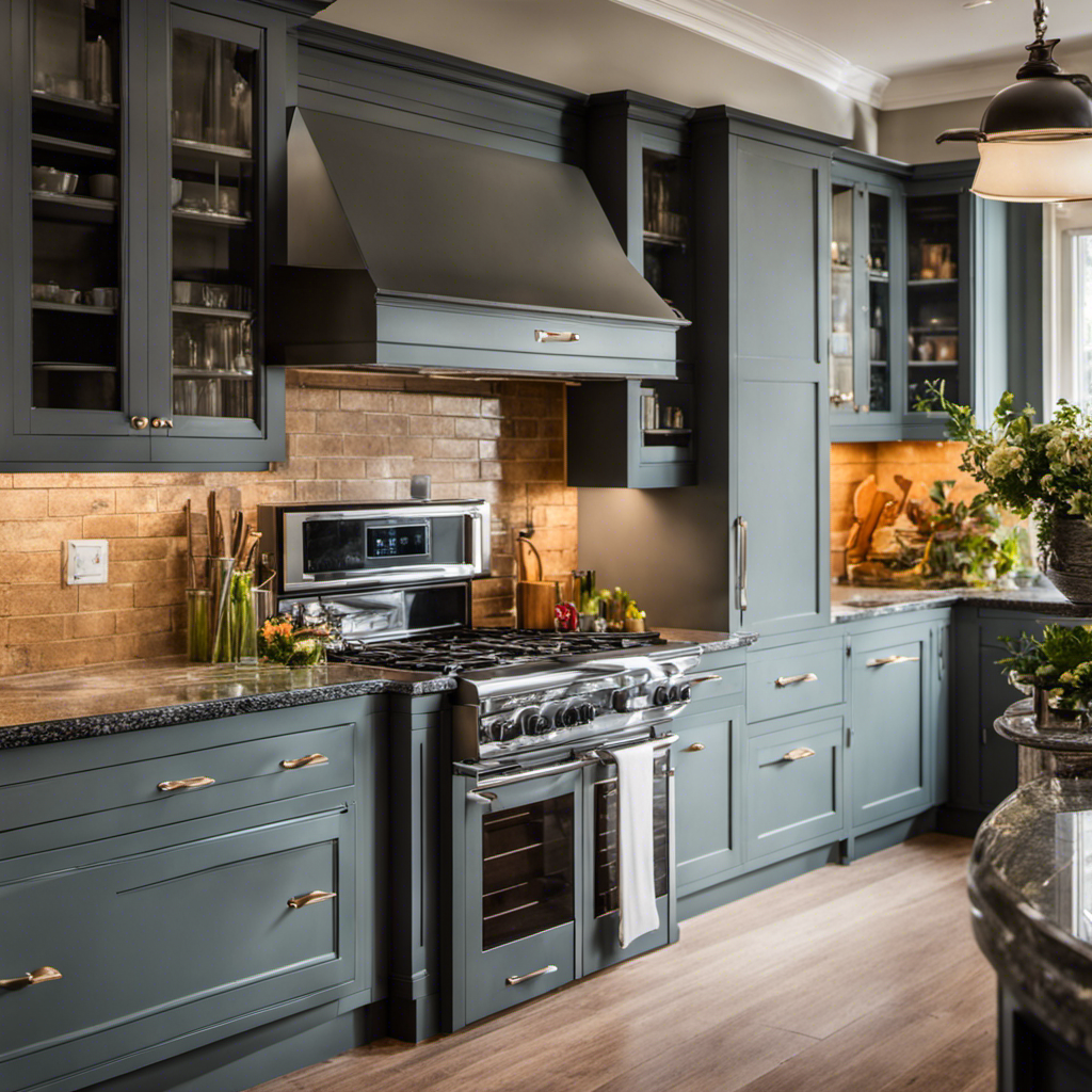 An image showcasing a kitchen cabinet before and after receiving professional painting services in York