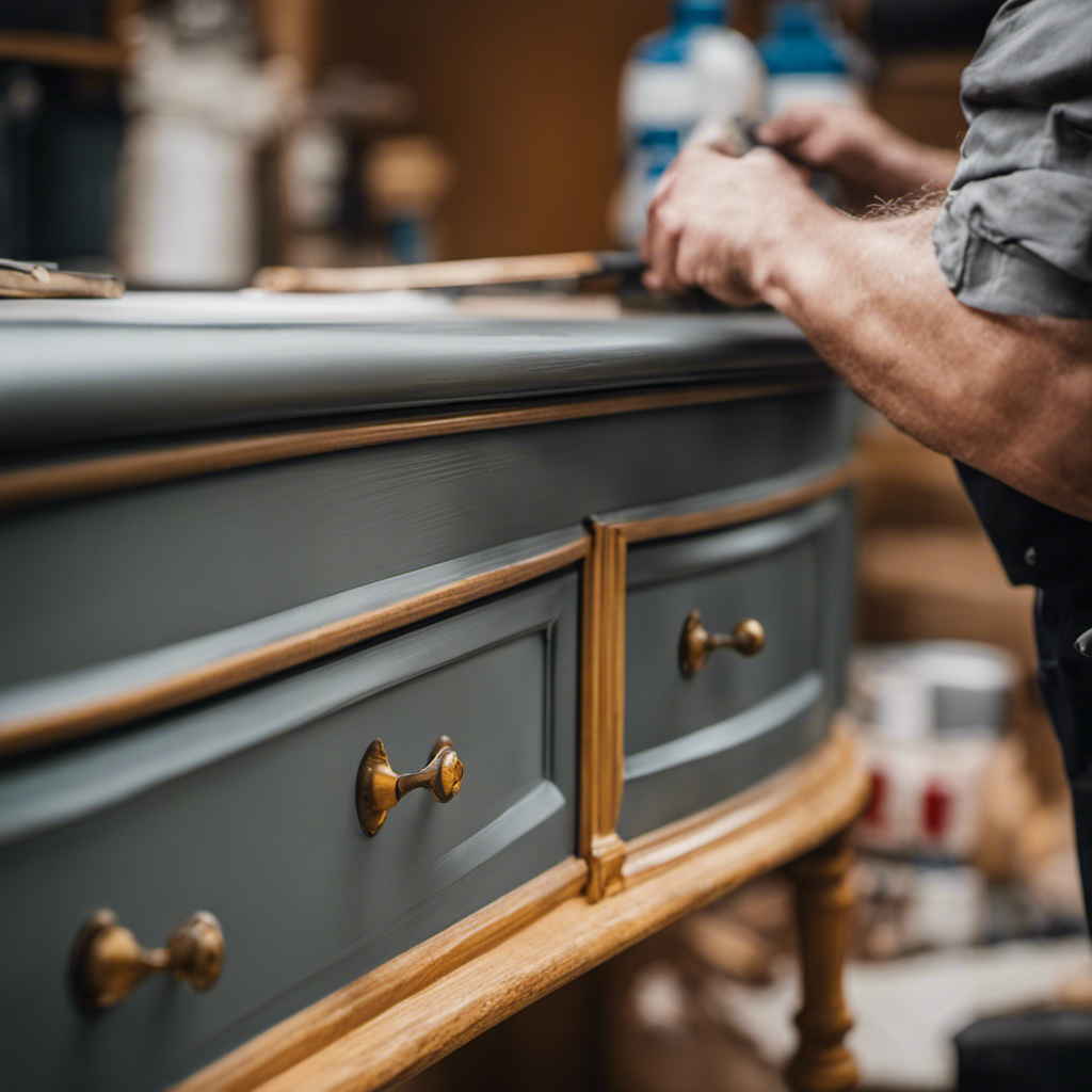 An image showcasing a skilled painter meticulously applying a flawless coat of paint to a cabinet surface in York