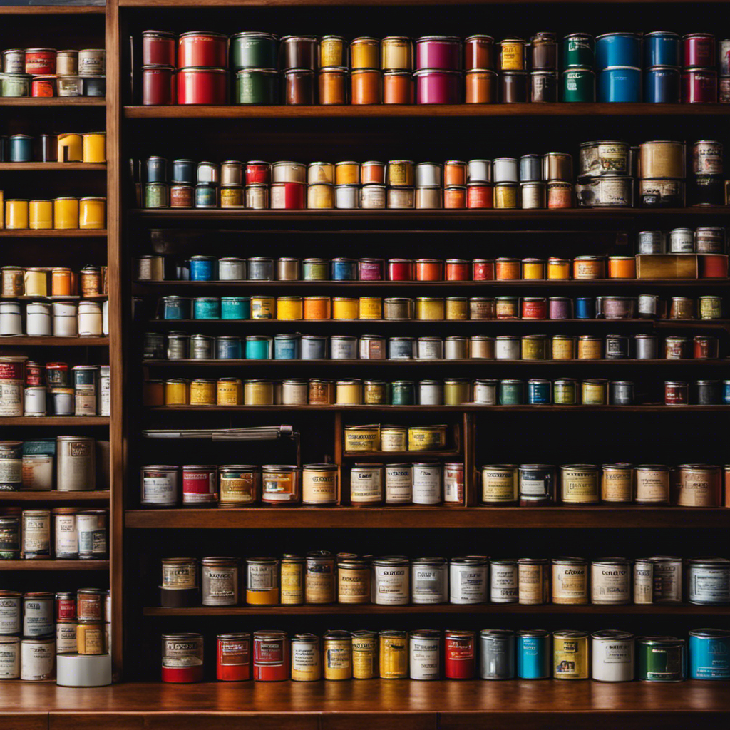 An image featuring a close-up view of a York cabinet with various paint cans surrounding it, displaying a palette of rich colors, showcasing the transformation and highlighting the process of selecting the perfect paint