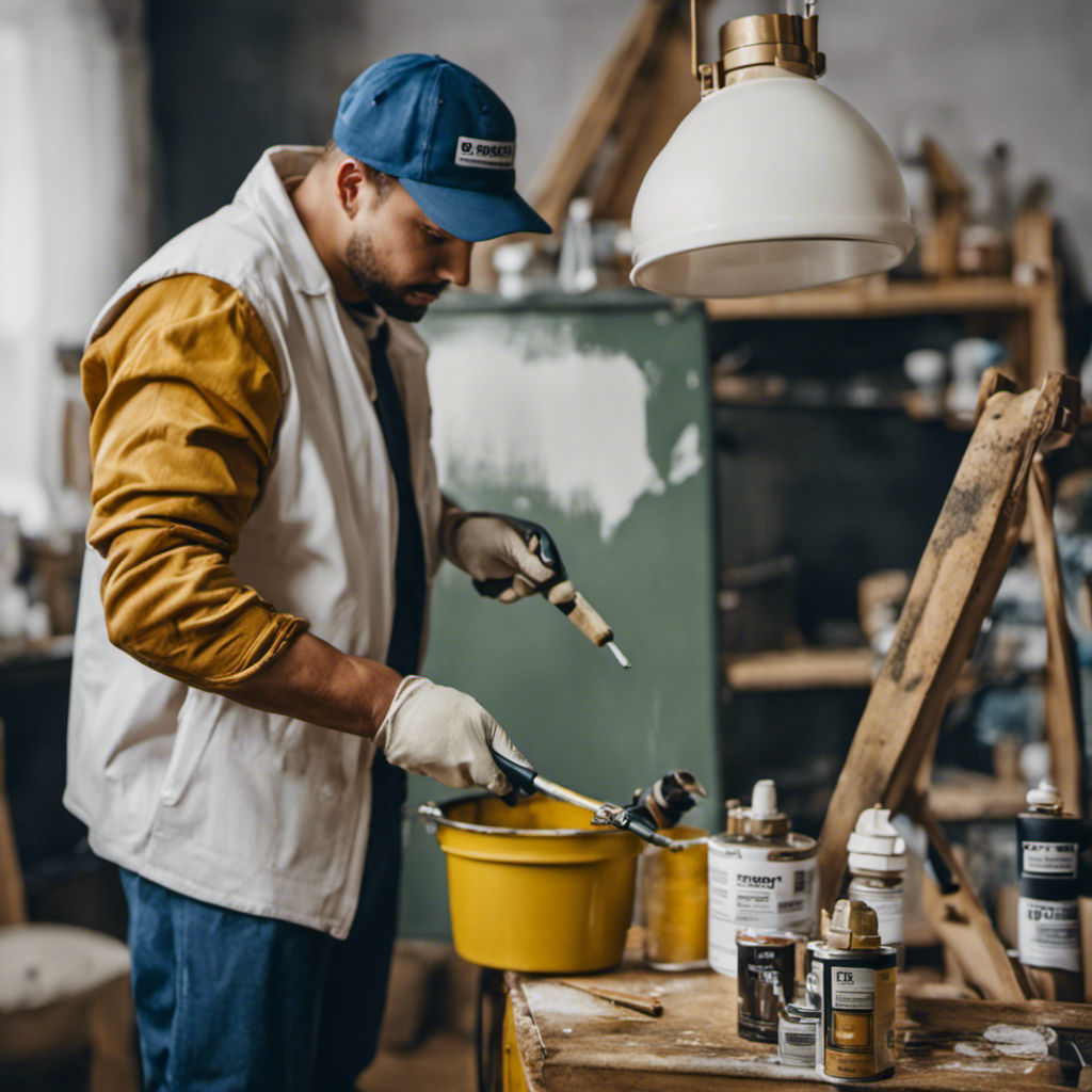 An image showcasing a professional painter using the traditional brush-on method to revitalize York cabinets, while another painter demonstrates the efficient spray-painting technique