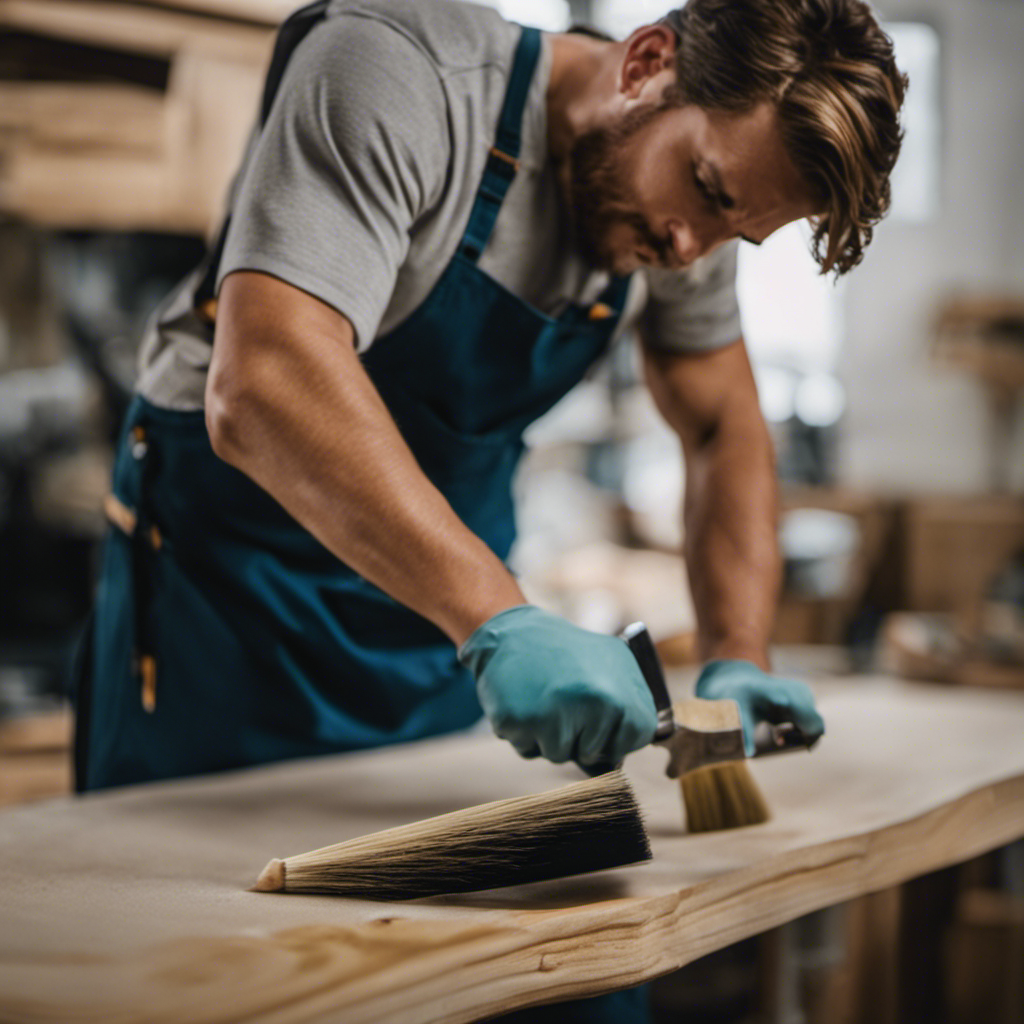 An image showcasing a skilled painter meticulously prepping York cabinets: sanding and filling imperfections, taping off edges, and applying smooth, even coats of paint with precision brushes and rollers