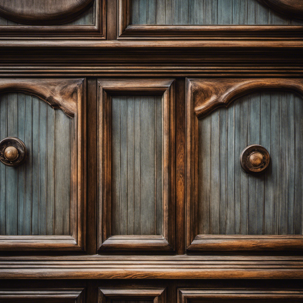 An image showcasing a pair of weathered wooden cabinets, beautifully restored to their former glory