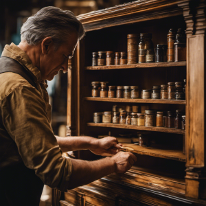 An image showcasing a skilled artisan in York, delicately restoring a worn-out cabinet to its former glory