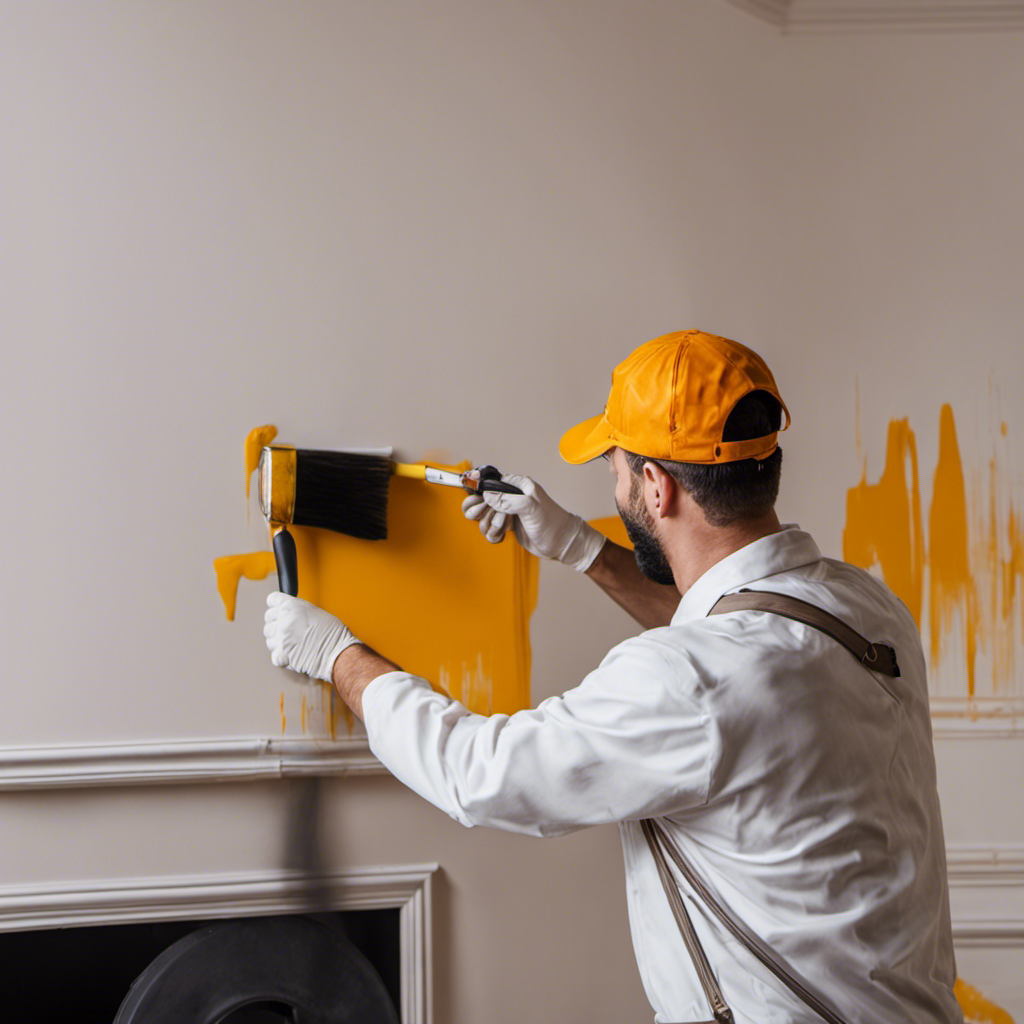 An image showcasing a skilled painter meticulously applying a high-quality coat of paint to transform a dull room into a vibrant, inviting space in York