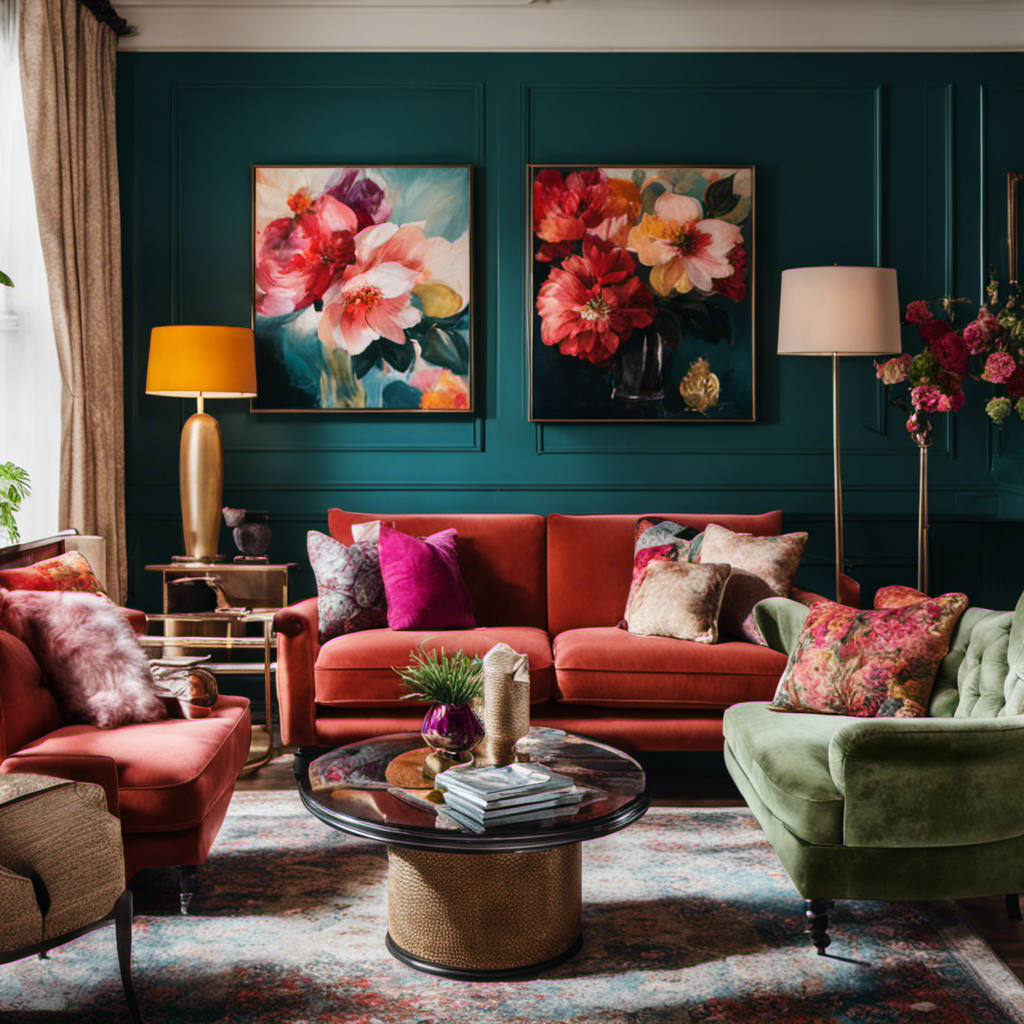 An image showcasing a tastefully decorated living room with freshly painted walls in vibrant shades, adorned with stunning artwork and complemented by elegant furniture