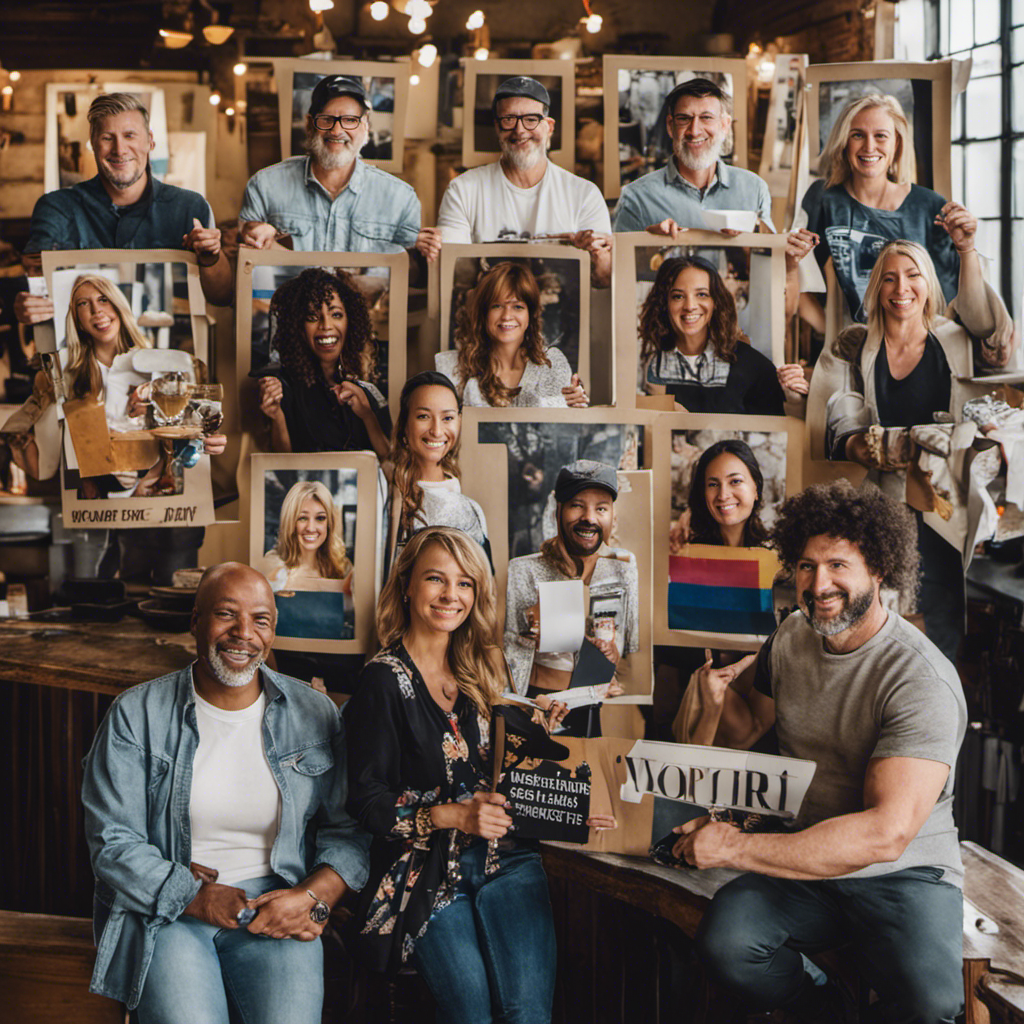 An image showcasing a collage of diverse customers, each holding a sign displaying their genuine reviews and testimonials