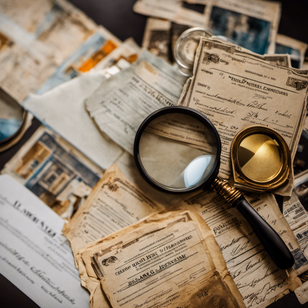 An image depicting a painter's license and insurance certificates displayed prominently on a wall, with a magnifying glass highlighting their details