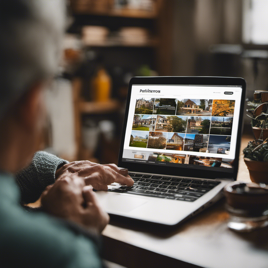 An image showcasing a person using a laptop to research local York painters and decorators