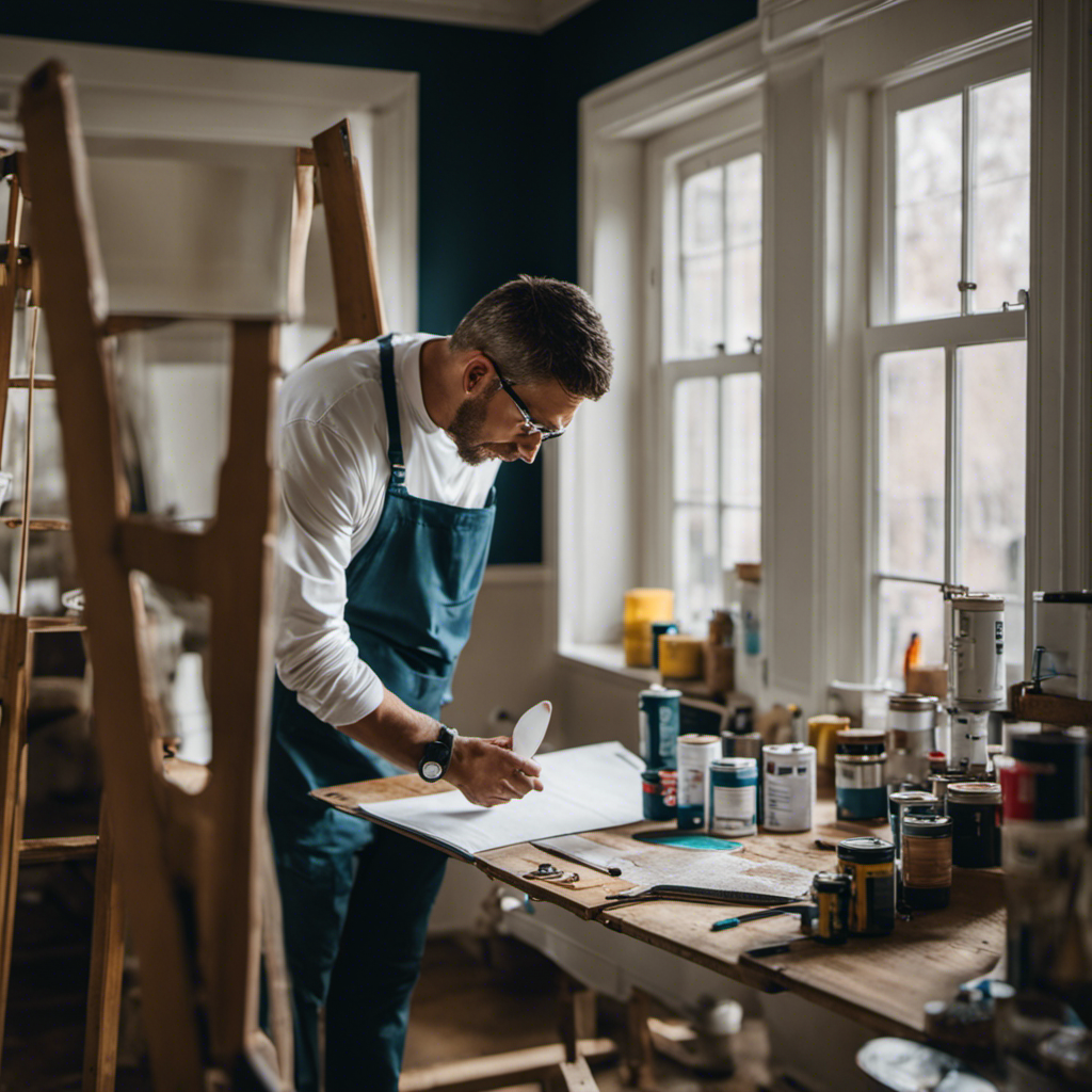 An image showcasing a homeowner consulting a detailed checklist while observing a team of skilled painters and decorators meticulously transforming a room with precision and expertise, capturing the essence of finding the best York painters