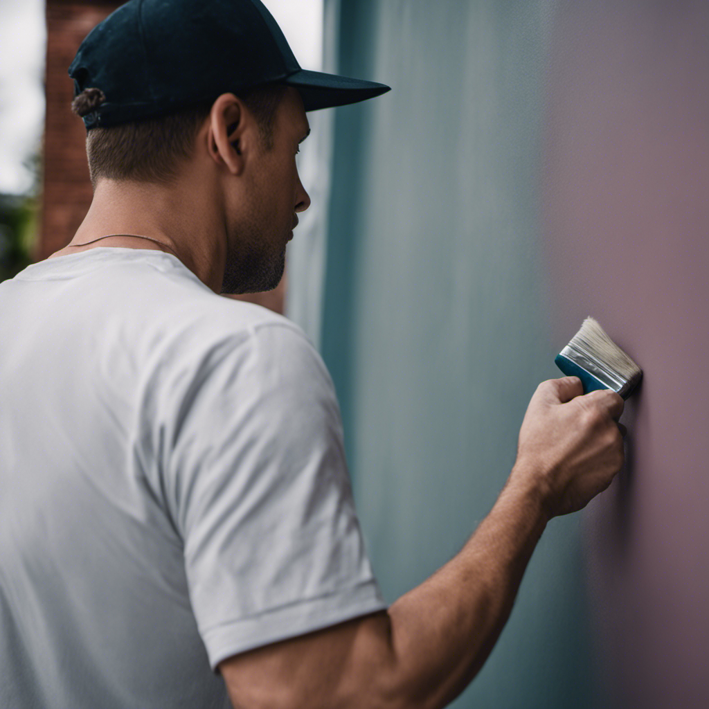 An image showcasing a skilled painter delicately smoothing out blemishes on a York home's painted surface, while a protective coating is applied to prevent future damage, exemplifying the key tips for maintaining a paint's durability