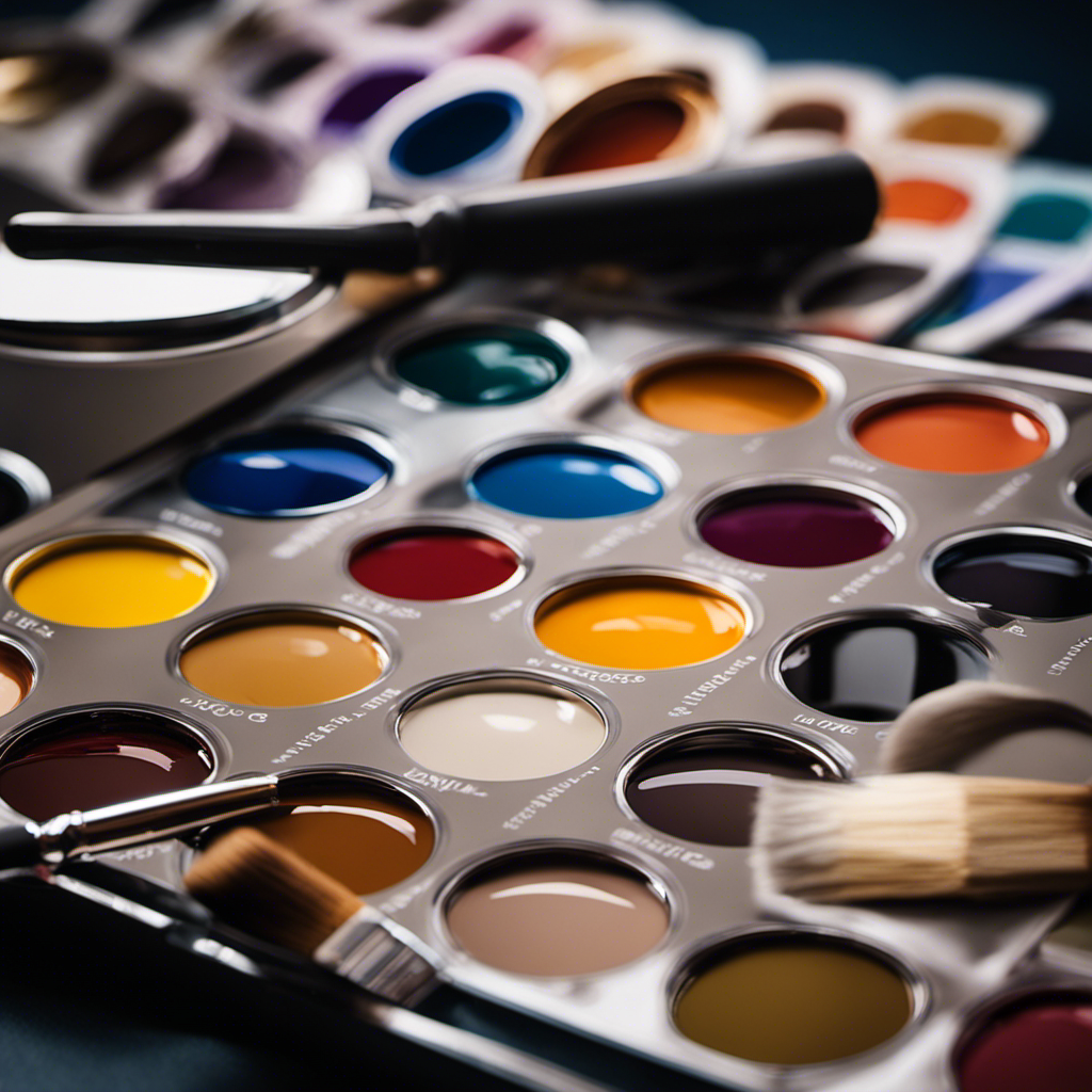 An image showcasing a diverse range of paint swatches representing different color options, alongside a magnifying glass highlighting the intricate details of a professional paint touch-up job