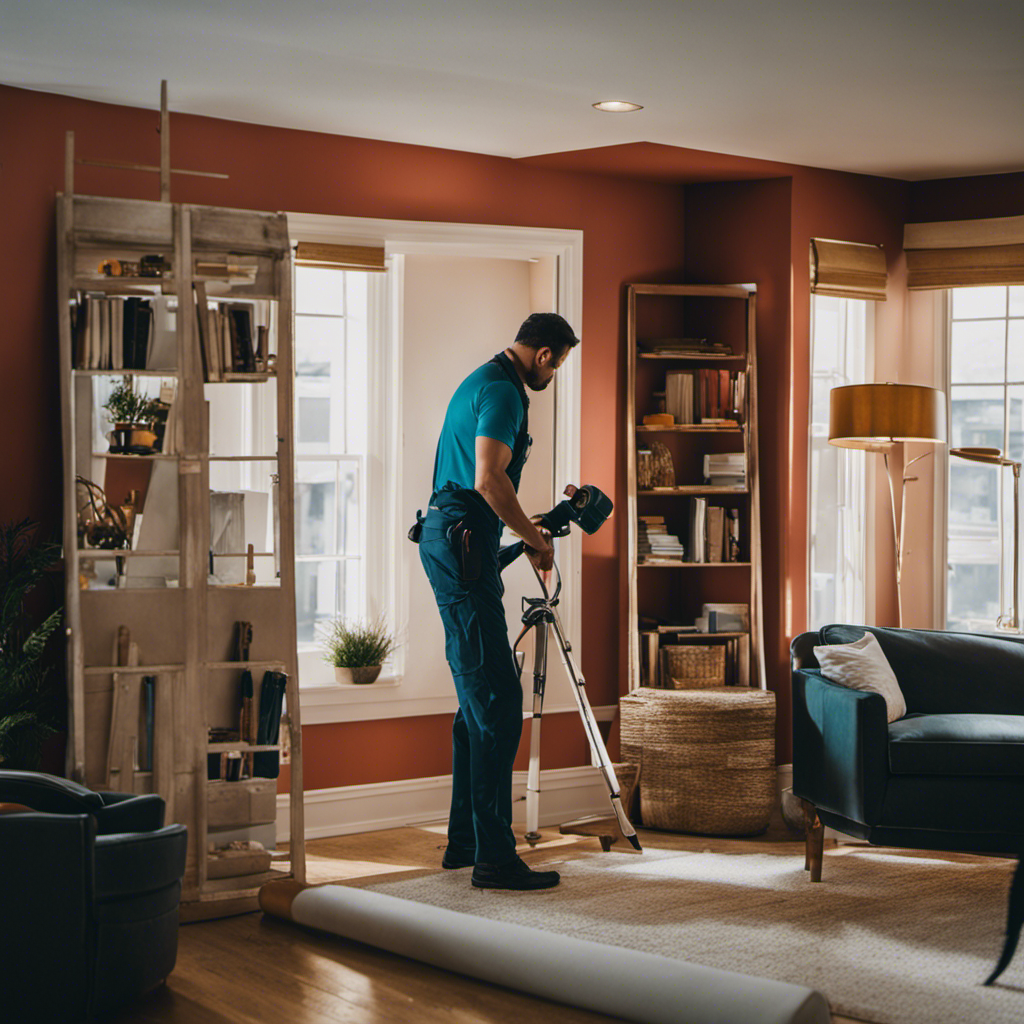 An image showcasing a skilled York painting contractor effortlessly transforming a dull room into an inviting space