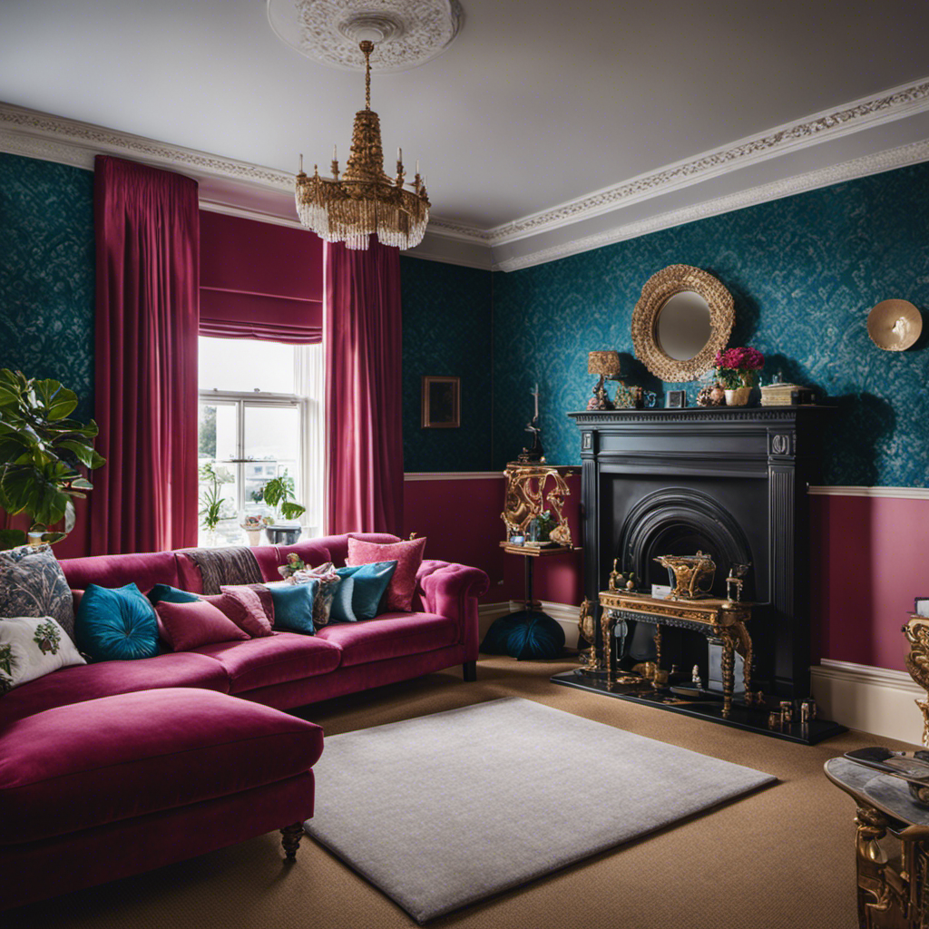 An image showcasing a skilled painter and decorator in York transforming a living room with a captivating feature wall