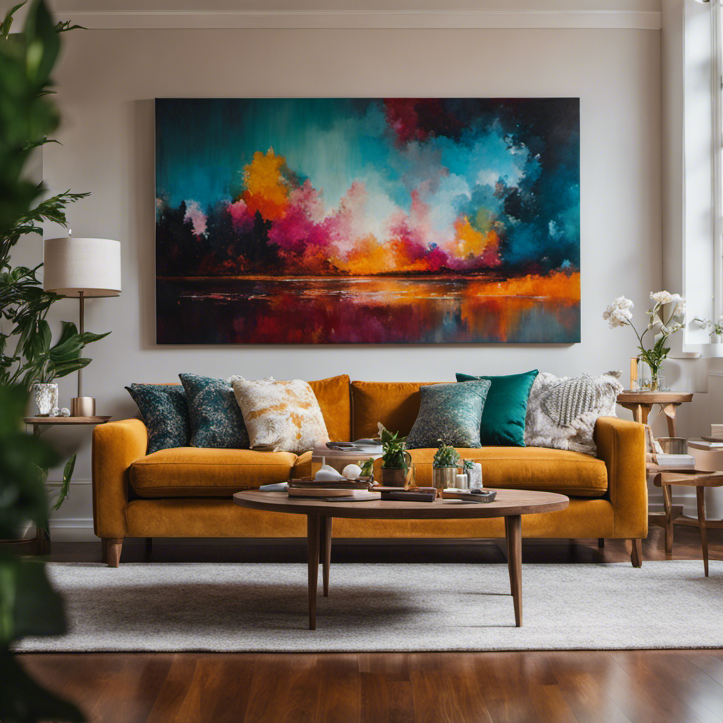 An image that showcases a beautifully painted living room, with vibrant colors bringing life to the space