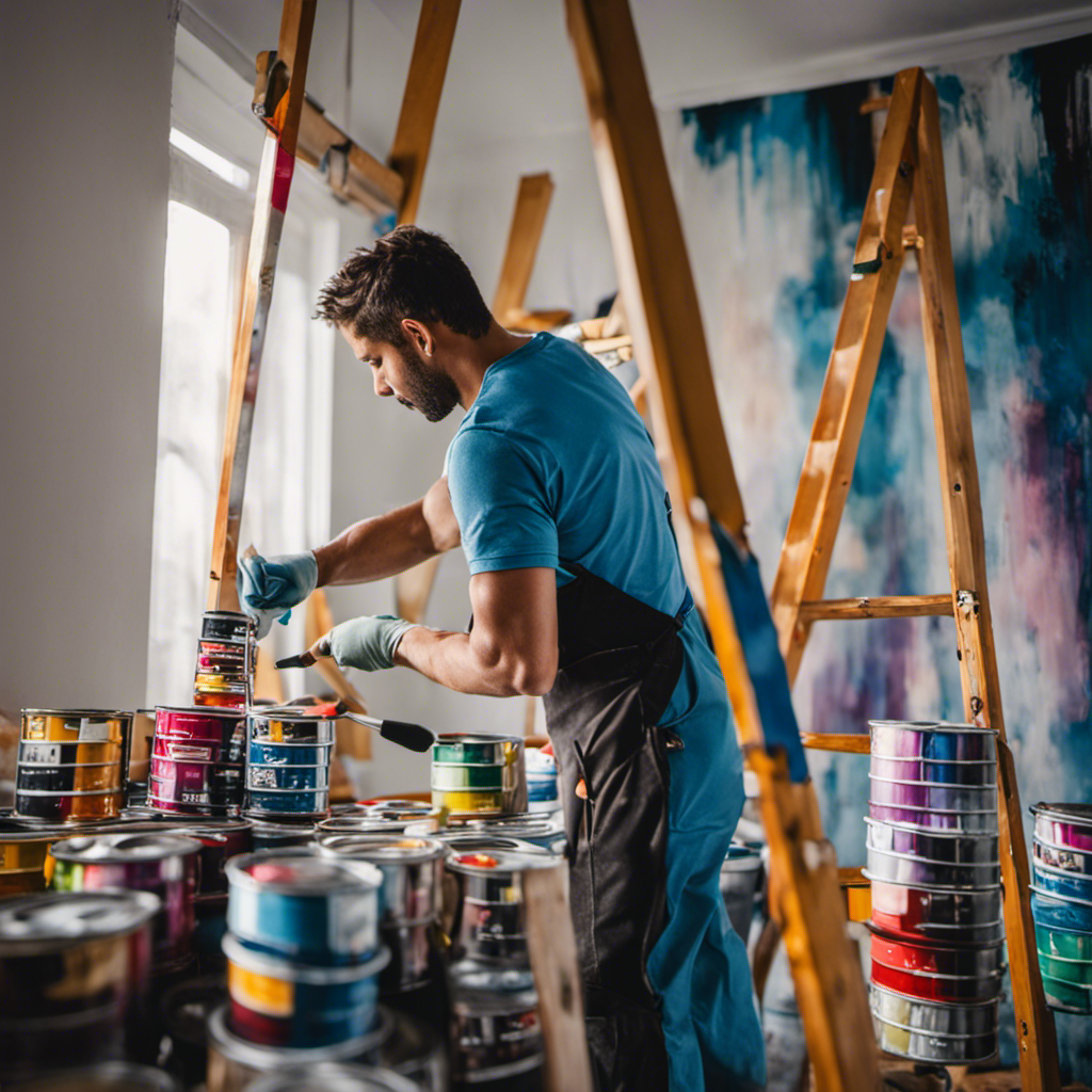 An image of a skilled painter, meticulously transforming a dull room into a vibrant masterpiece