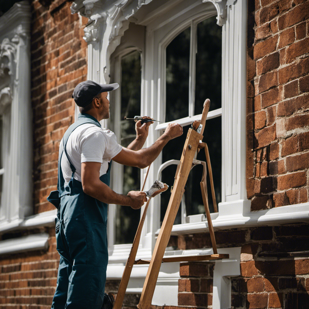 An image showcasing a skillful painter in York expertly applying a smooth coat of paint to a beautifully restored Victorian home, embodying the professionalism and craftsmanship of trusted painting contractors