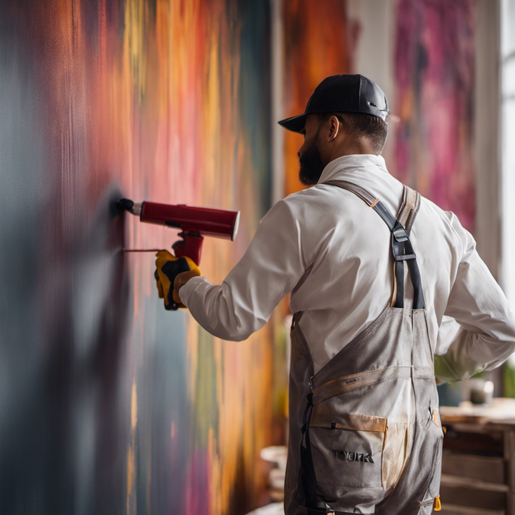 An image depicting a skilled painting contractor using precision techniques to apply luxurious, high-quality paint products onto walls