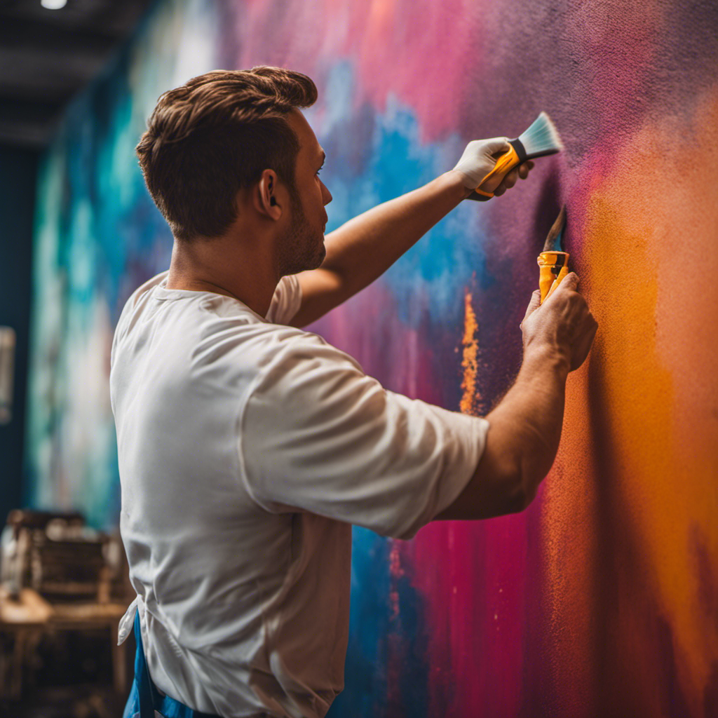 An image that showcases a skilled painting contractor meticulously applying a fresh coat of vibrant paint on a York interior wall, radiating professionalism and trustworthiness through their precise brushstrokes and attention to detail