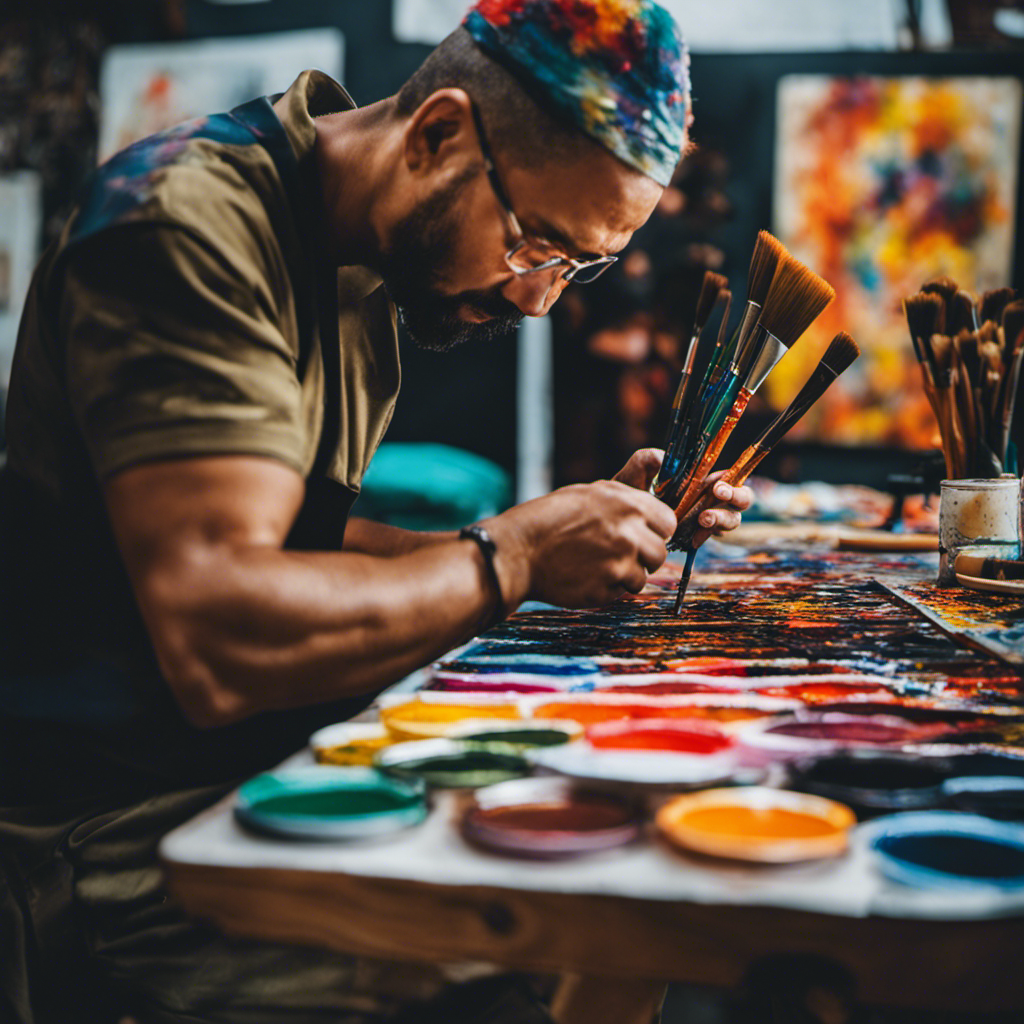 An image capturing a top painter in York, skillfully wielding paintbrushes, blending vibrant colors effortlessly on a canvas