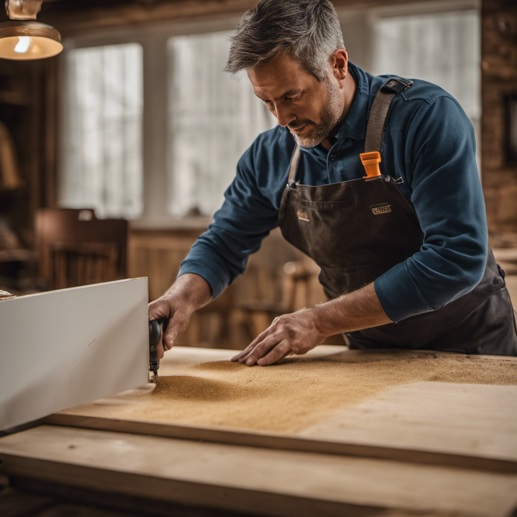 An image showcasing a skilled home renovation expert meticulously sanding a wooden surface in York