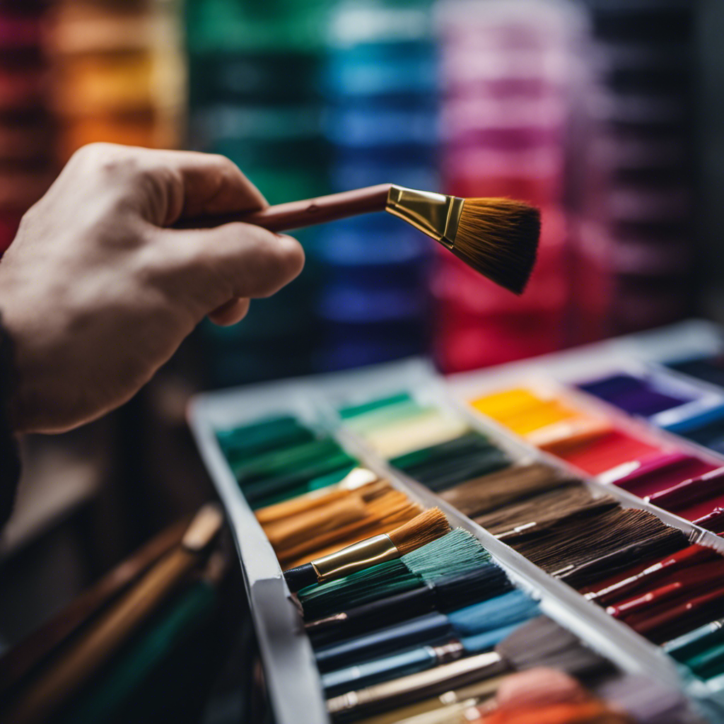 An image showcasing a professional painter carefully selecting vibrant, complementary colors from a color palette, with paintbrushes, swatches, and a beautifully painted wall as background, illustrating the expert advice on color selection