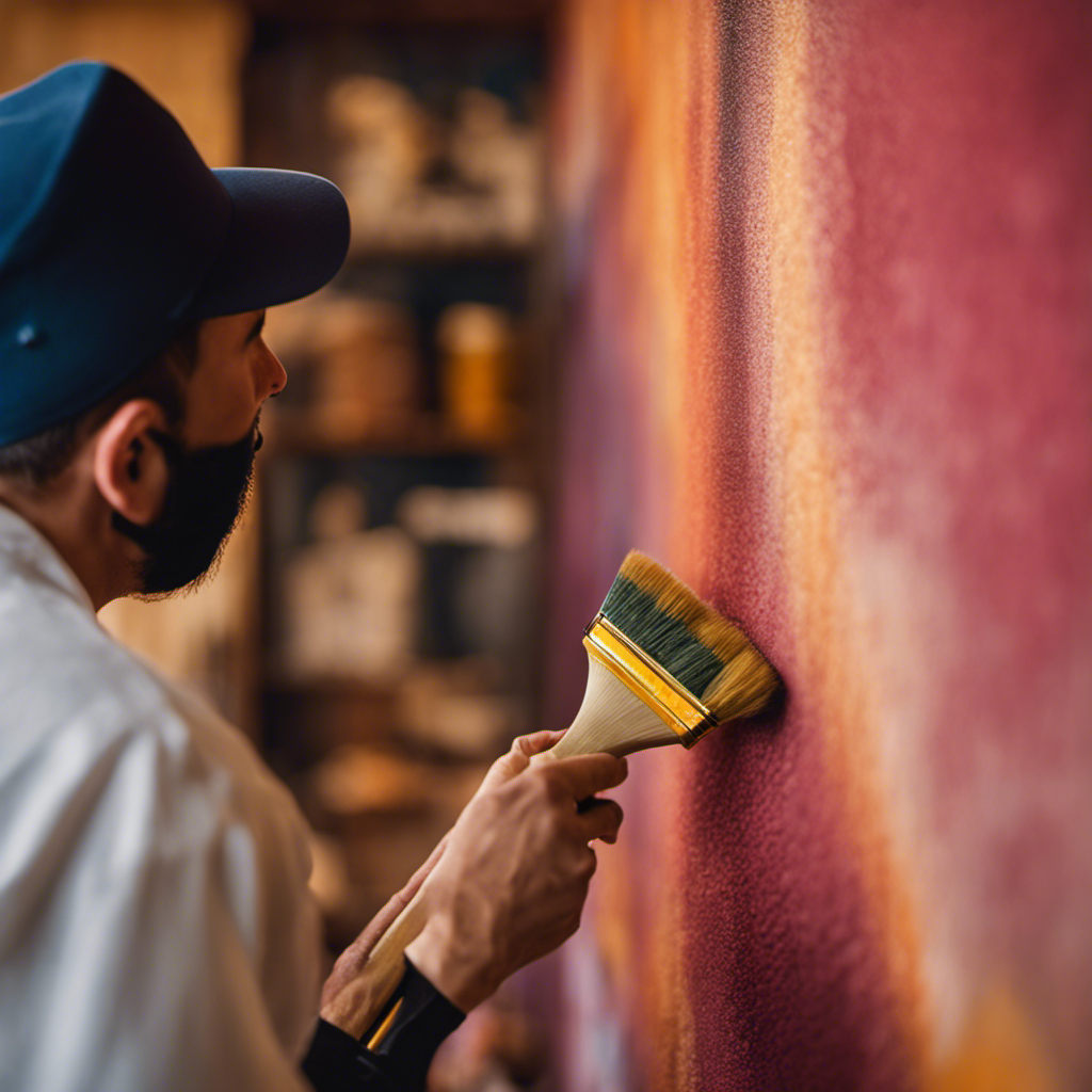 An image showcasing a skilled painter delicately sanding a flawless wall, revealing the meticulous craftsmanship and smooth texture