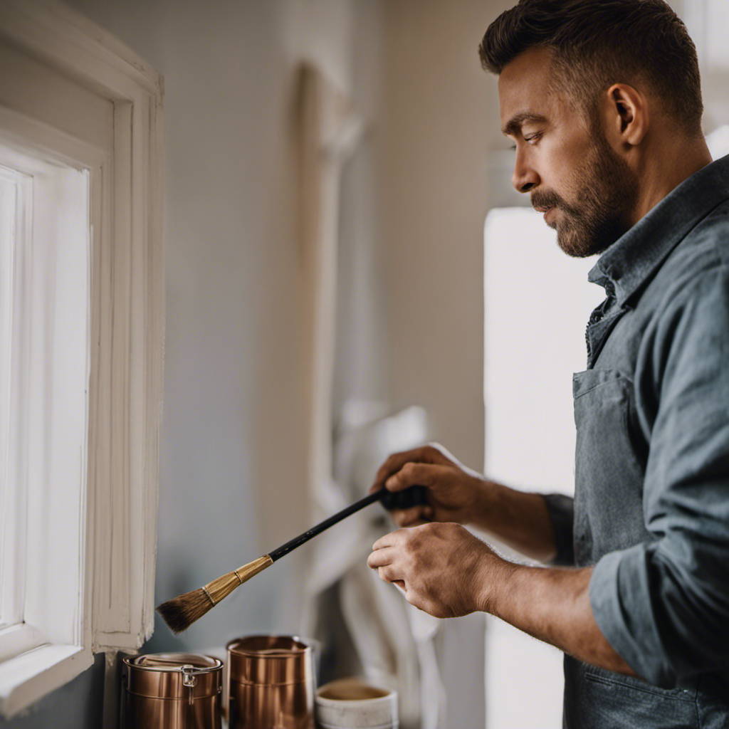 An image showcasing a skilled painter in action, delicately applying a final coat of paint to a wall with precision, using smooth brushstrokes and expert techniques for a flawless, stunning finish in a beautiful home in York