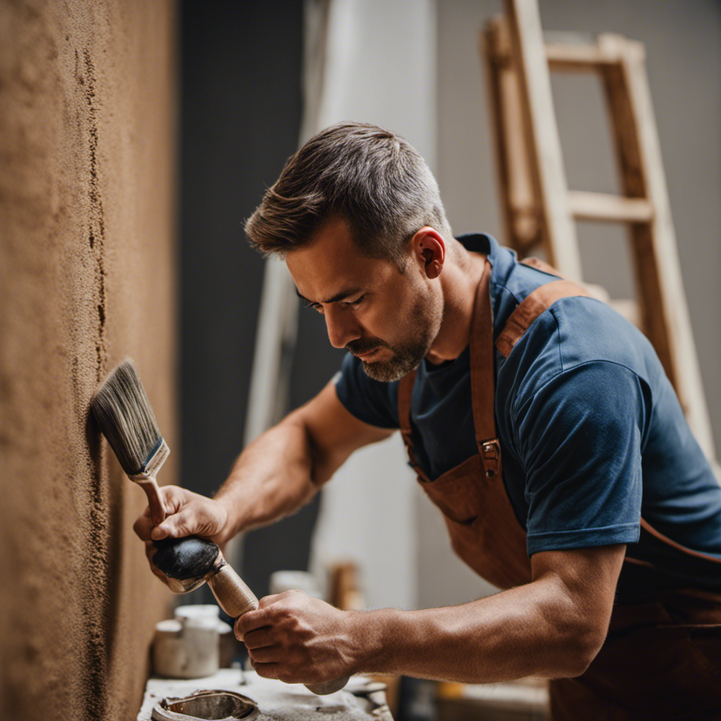 An image showcasing a meticulous painter in York, diligently sanding and patching walls