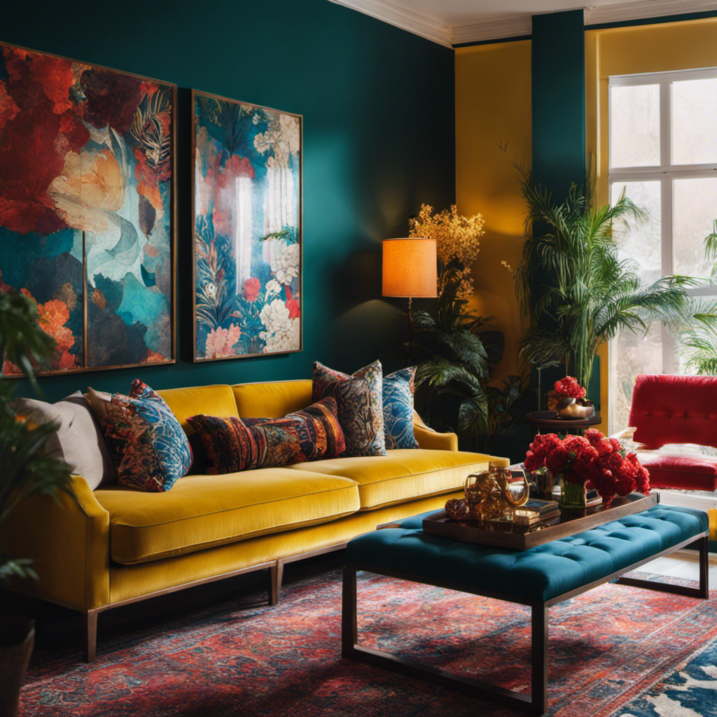 An image that showcases a beautifully painted living room with a striking accent wall, utilizing bold colors and intricate patterns, instantly transforming the space into a vibrant and stylish sanctuary