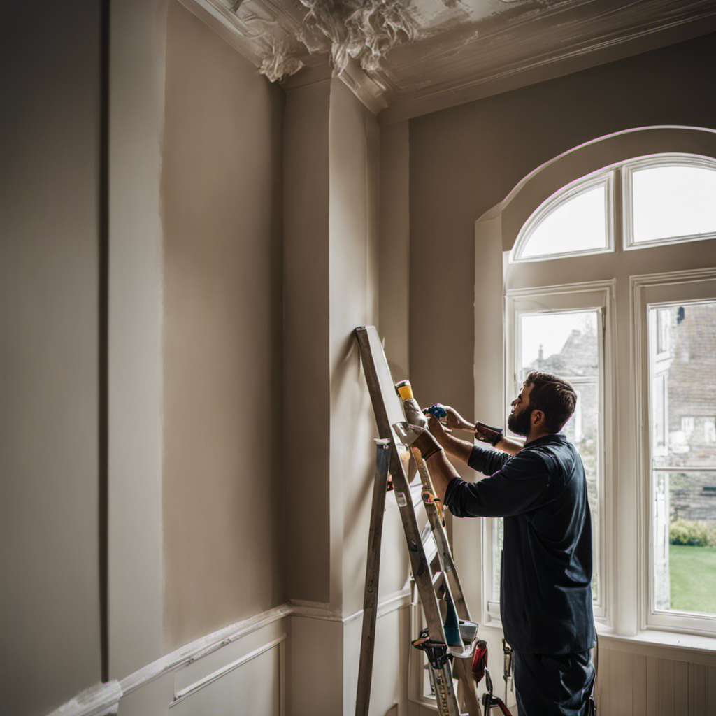 An image capturing a close-up view of a meticulous painter meticulously covering the walls of a York residence with a smooth, even layer of primer, showcasing the importance of proper wall preparation for achieving flawless residential paintwork