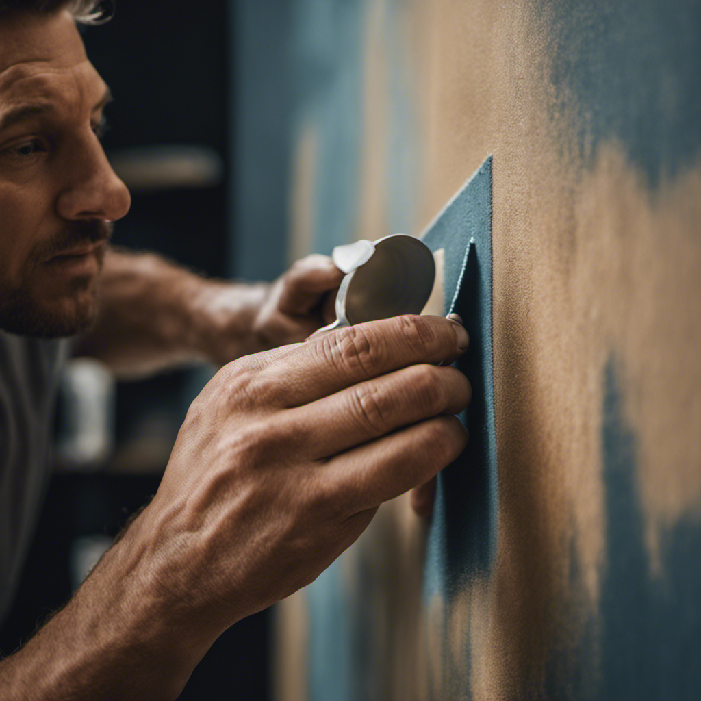 An image capturing a professional painter delicately sanding a wall, showcasing their meticulous attention to detail