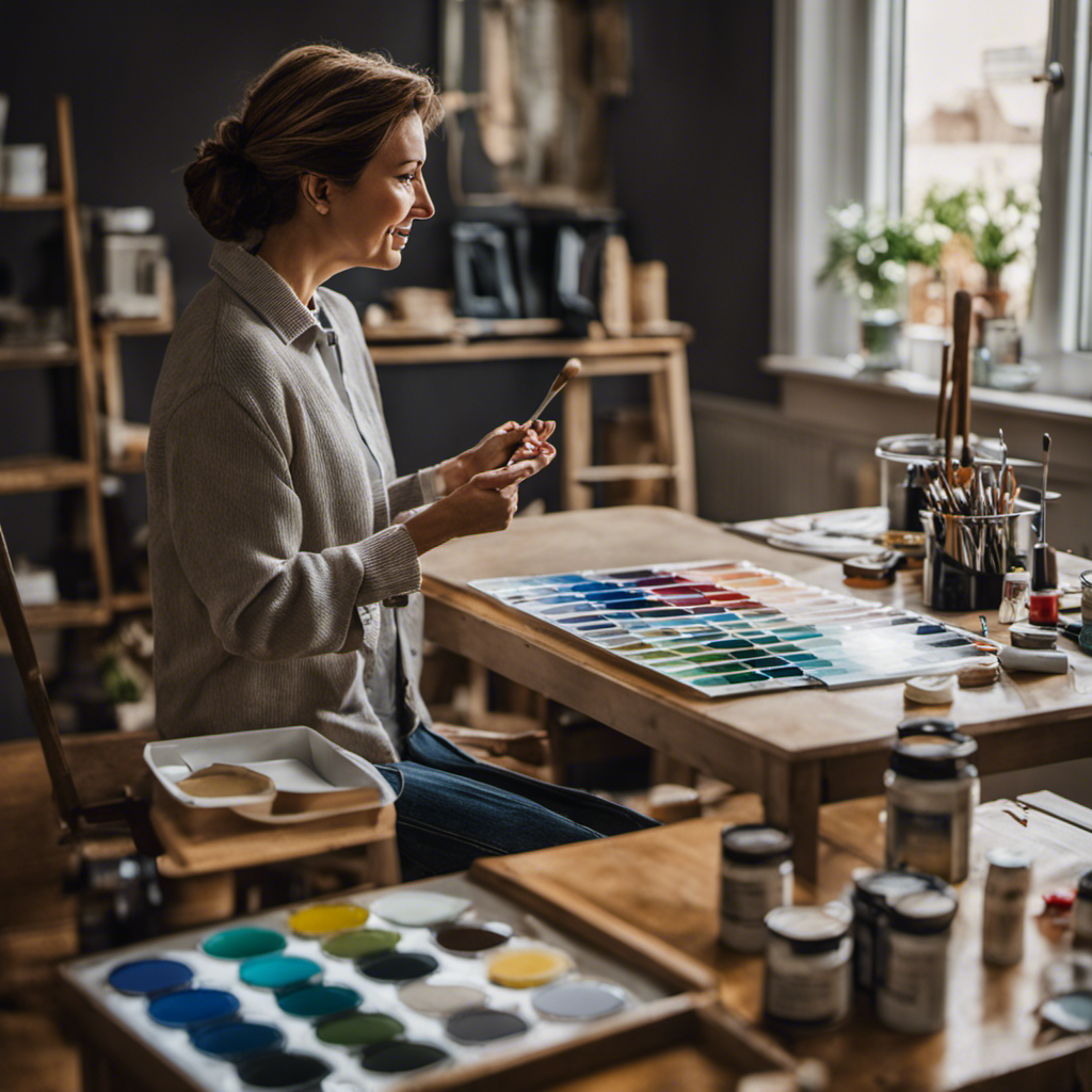 An image depicting a homeowner in York receiving a quote from a professional painter, with a focus on their friendly interaction, transparent pricing options, and a variety of affordable paint samples displayed on a table