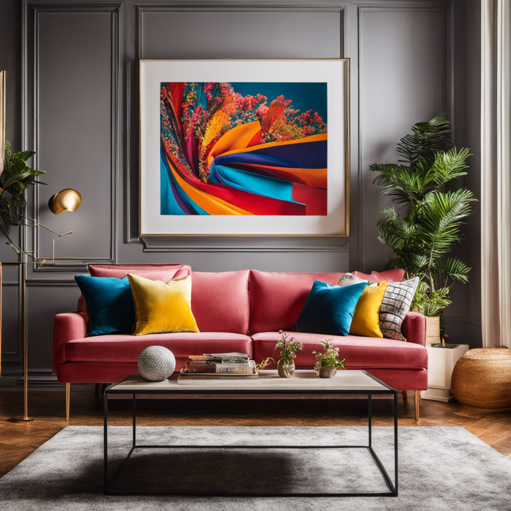 An image showcasing a vibrant living room adorned with York's finest wall art installation