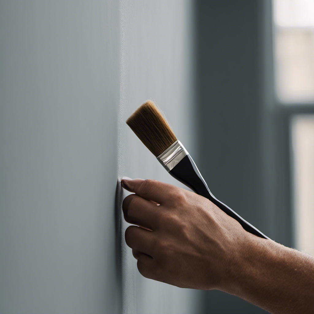  the essence of professional painting and decorating in York by showcasing a close-up image of a skilled hand delicately applying the final brushstroke to a perfectly smooth, flawlessly finished wall