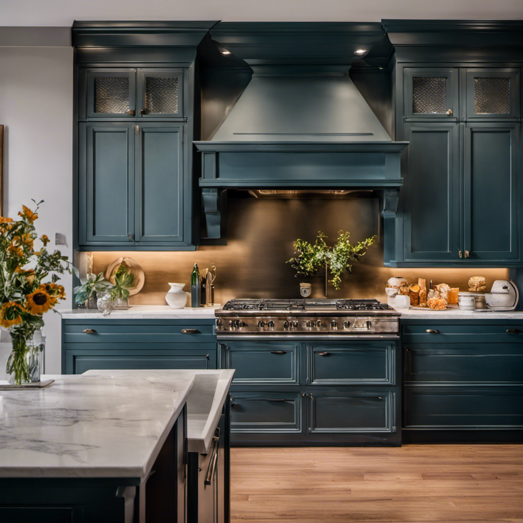 An image showcasing a transformed kitchen with beautifully painted cabinets in York