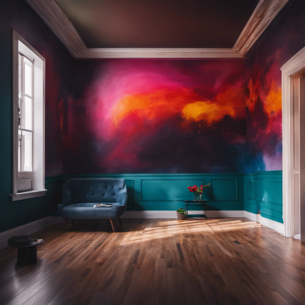 An image showcasing a newly painted room, with vibrant colors and flawless finishes