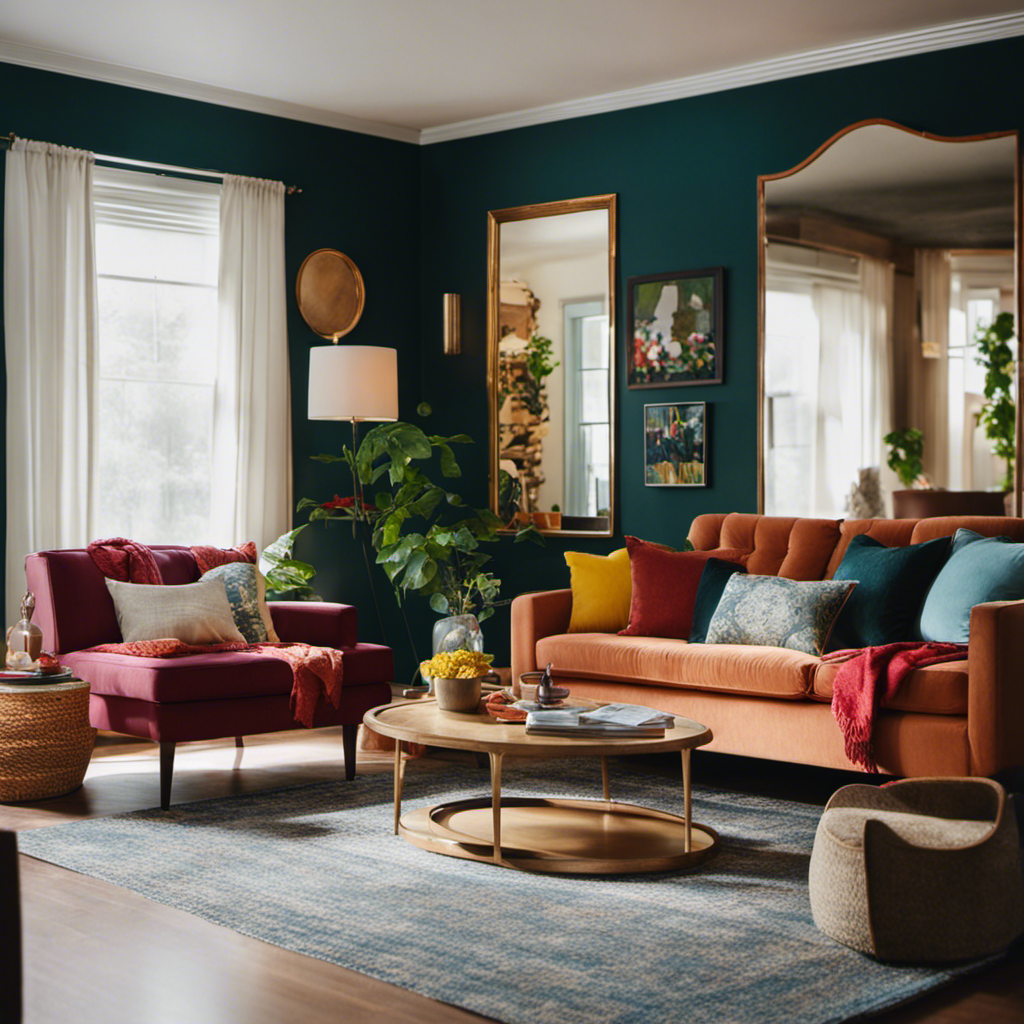 An image that showcases a cozy, small living room transformed with a fresh coat of paint