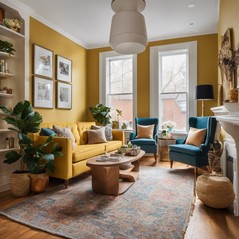 An image that showcases a cozy living room transformed by York's Affordable Interior Painting: vibrant walls adorned with fresh strokes of color, complemented by tasteful furniture and stylish decor - a budget-friendly home refresh at its finest