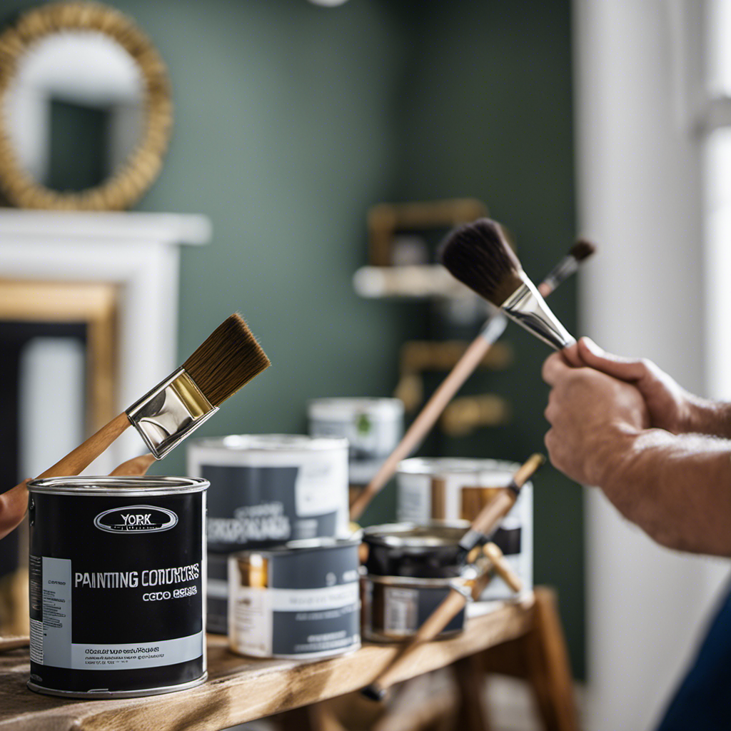 An image showcasing York's Premier Painting Contractors at work, capturing their skilled hands carefully applying luxurious, high-grade paints and brushes gliding smoothly over walls, resulting in flawless, long-lasting finishes for your home