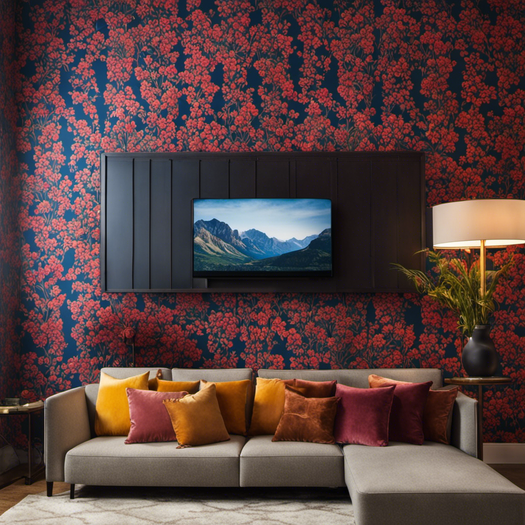 An image capturing a stylish living room with flawlessly installed wallpaper in vibrant hues, reflecting expert advice on intricate patterns, harmonious color schemes, and elegant designs, showcasing York's premier wallpaper installation for flawless walls