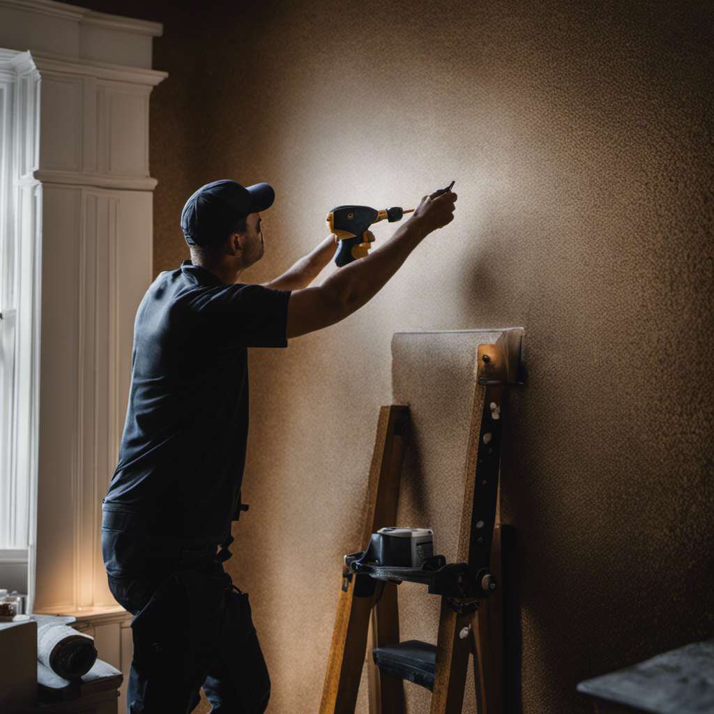 An image showcasing a skilled artisan meticulously smoothing out every wall imperfection, filling cracks and holes, and applying a flawless coat of primer, ensuring perfect conditions for York's Premier Wallpaper Installation