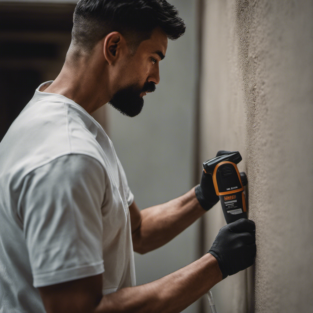 An image showcasing a painter meticulously sanding and priming a wall, highlighting the significance of flawless surface preparation